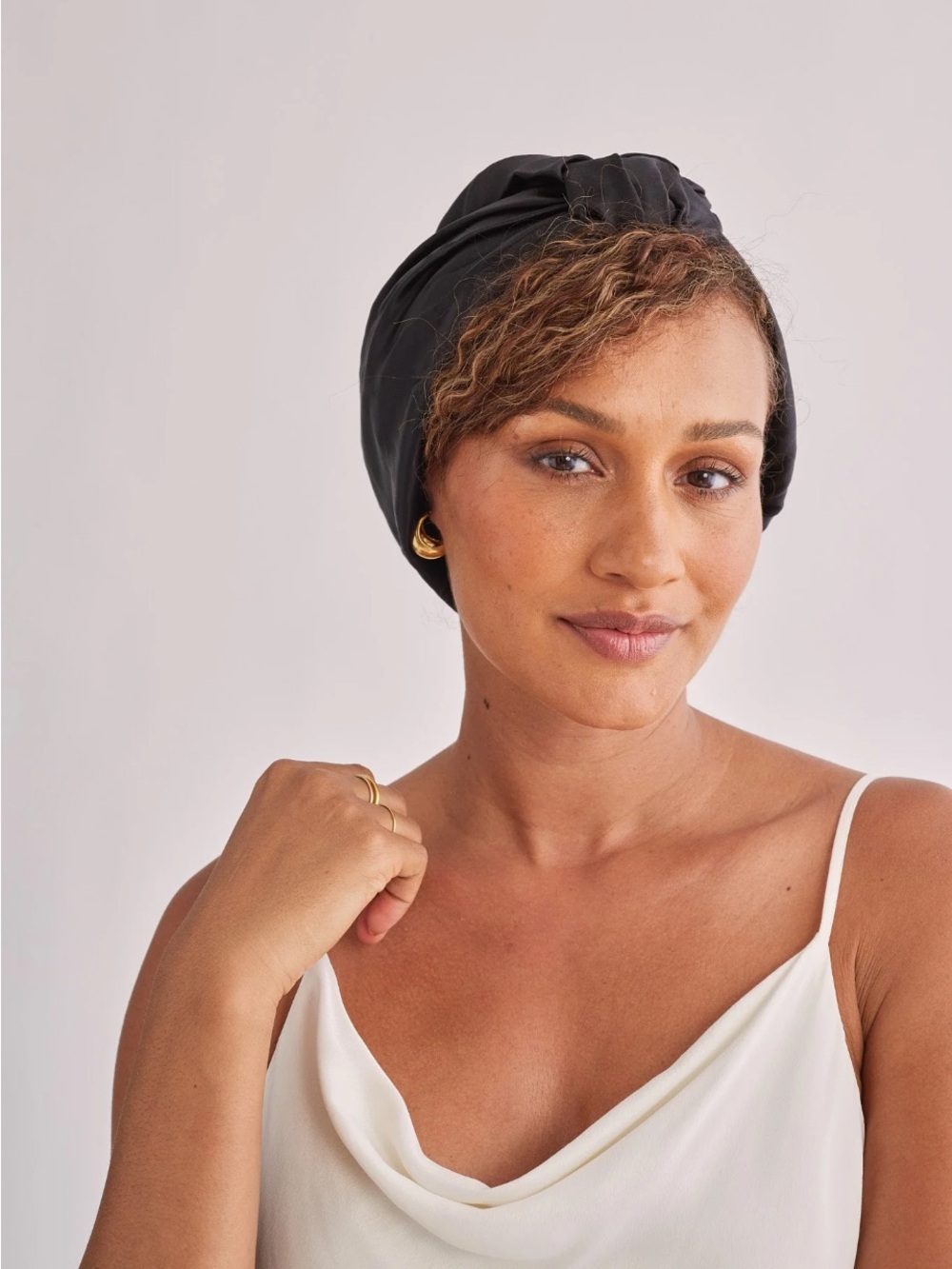 Grace Eleyae Black Satin Bow Turban